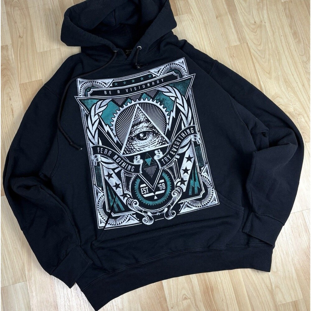 Y2K Tony Hawk Big Graphic Hoodie / Black / Skate / Grunge / Size Large